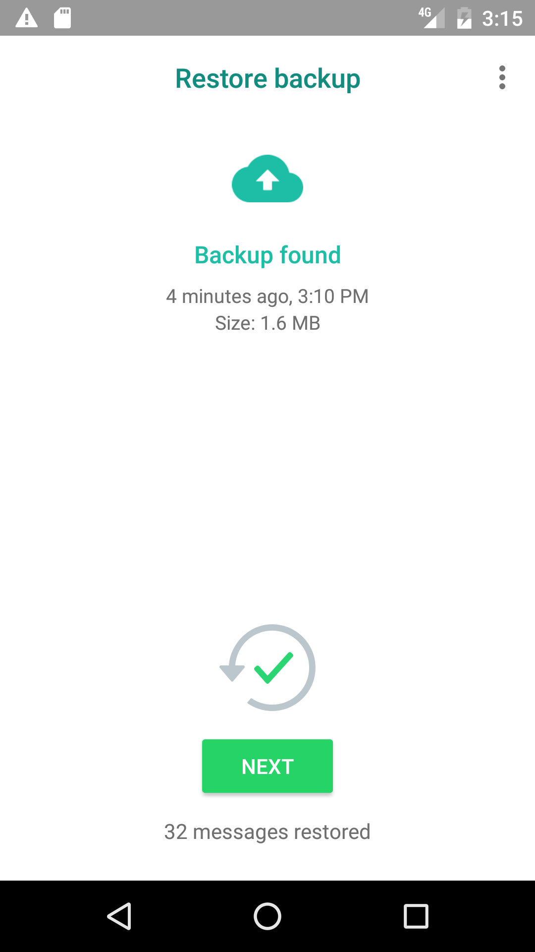 WhatsApp restore from local backup