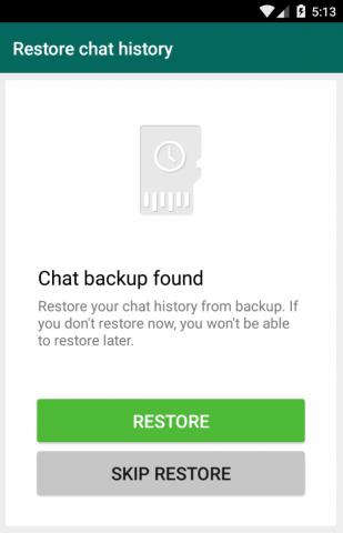 WhatsApp - Restore chat history