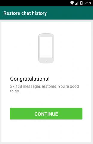 WhatsApp - Chat history restore completed